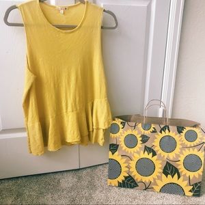 Sundry Yellow / Gold Ruffle Multi-Season Tank Top